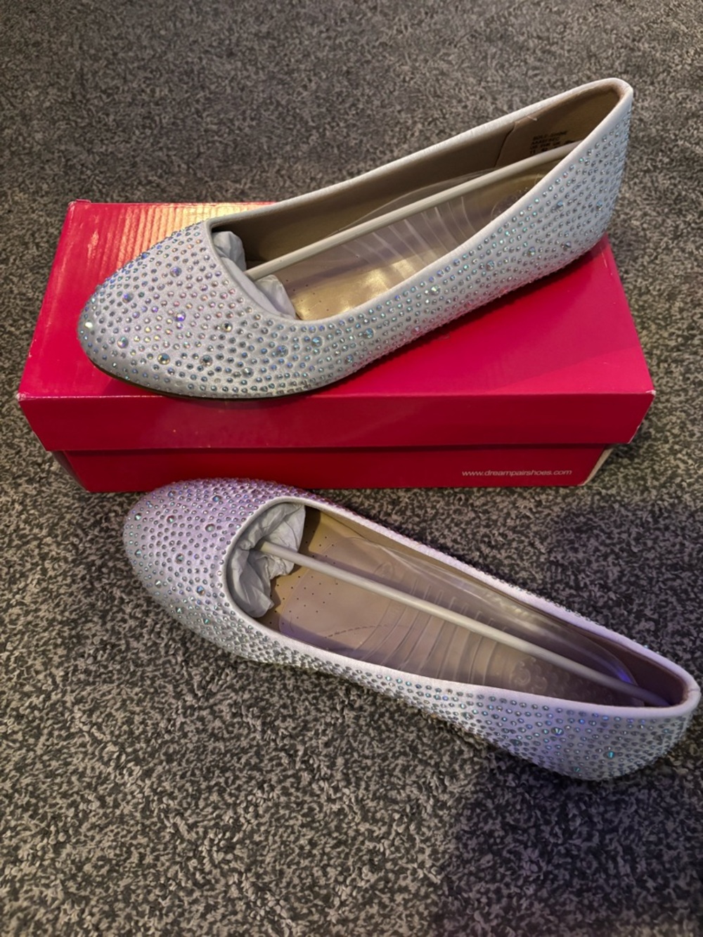 Dream Pairs Silver Iridescent Rhinestone Ballet Flats